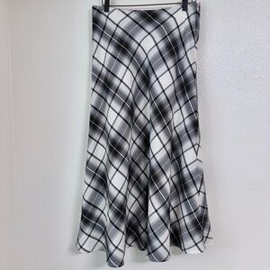 East 5th Plaid Bias Cut Midi Skirt Black/White- Women’s Size 10